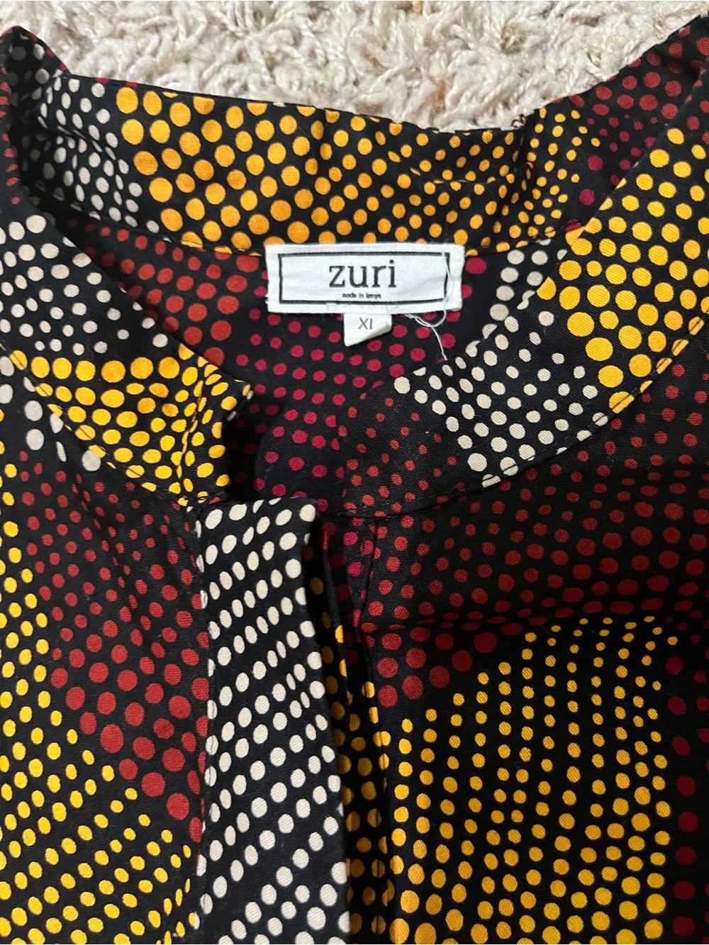 Zuri 100% Cotton Made in Kenya Wax Print Pointillism Abstract Shirt Dress XL - Picture 2 of 8